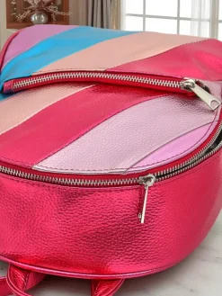 Sale Plecak damski z eko skóry w paski Metallic Stripes Damskie Plecaki