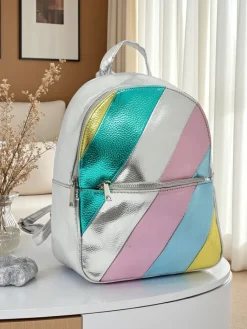 Discount Plecak damski z eko skóry w paski Metallic Stripes Damskie Plecaki