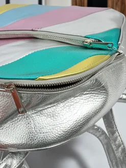 Discount Plecak damski z eko skóry w paski Metallic Stripes Damskie Plecaki