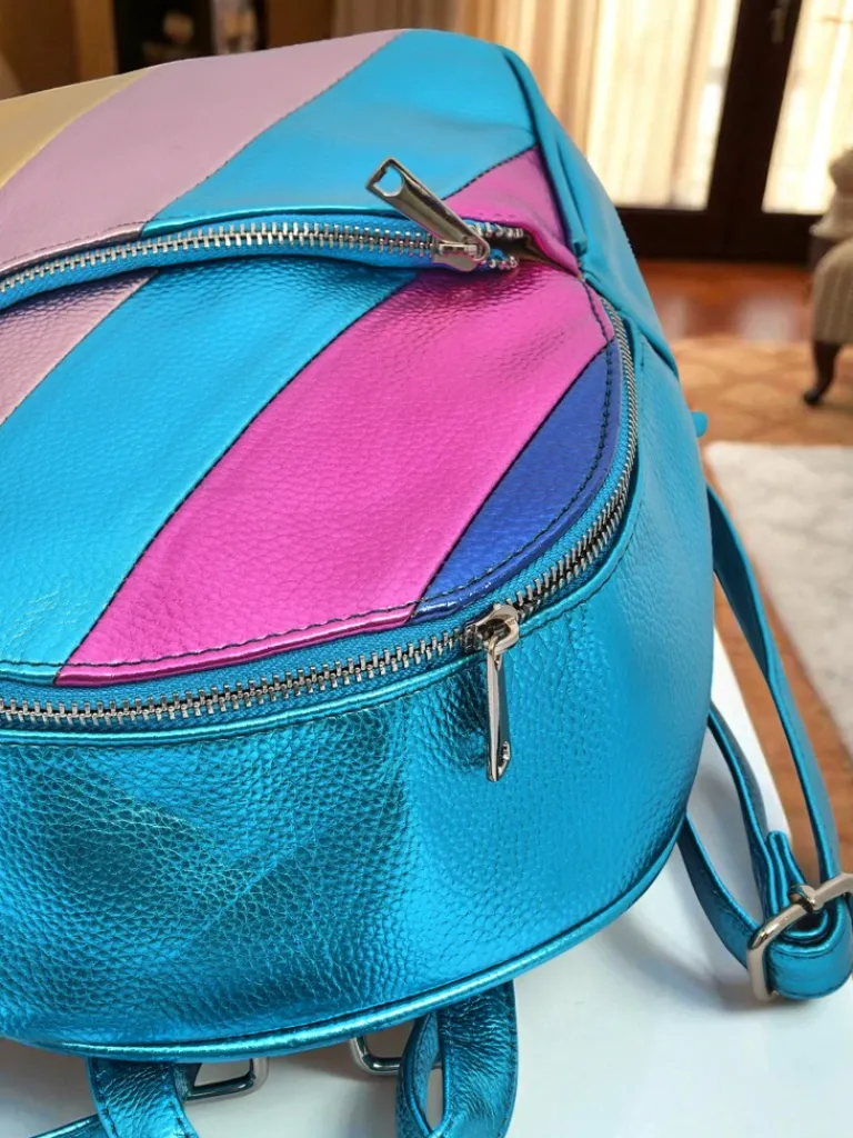 Best Plecak damski z eko skóry w paski Metallic Stripes Damskie Plecaki