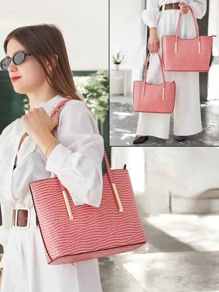 Clearance Podwójna lakierowana torebka damska z tłoczeniem Damskie Torebki Shoppers