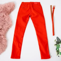 Hot Pomarańczowe dziecięce spodnie z paskiem Spodnie|Spodnie Materiałowe