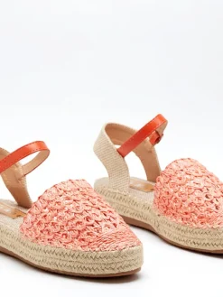 Clearance Pomarańczowe damskie espadryle z ażurową cholewką Triumf Espadryle Płaskie