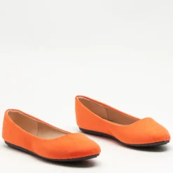 New Pomarańczowe eko-zamszowe damskie baleriny Mariusa Baleriny Klasyczne