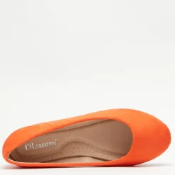 New Pomarańczowe eko-zamszowe damskie baleriny Mariusa Baleriny Klasyczne