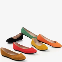 New Pomarańczowe eko-zamszowe damskie baleriny Mariusa Baleriny Klasyczne