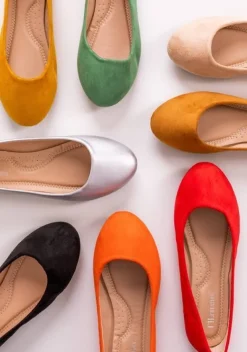 New Pomarańczowe eko-zamszowe damskie baleriny Mariusa Baleriny Klasyczne