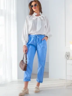 Sale Połyskująca damska koszula z ozdobnym kołnierzykiem Bluzki / Koszule / Koszulki