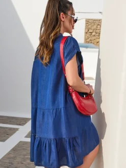 Best Przeszywana damska tunika a'la sukienka typu jeansowa Bluzki / Koszule / Koszulki