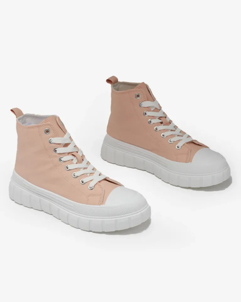 Sale Pudrowe damskie wysokie trampki Ates Sneakers Trampki