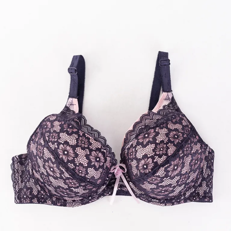 Best Purpurowo-różowy biustonosz z koronką Codzienne