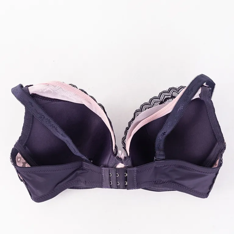 Best Purpurowo-różowy biustonosz z koronką Codzienne