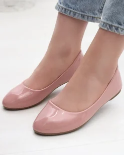Sale Różowe damskie lakierowane baleriny Fama Buty Na Wielkie Wyjście|Baleriny Klasyczne