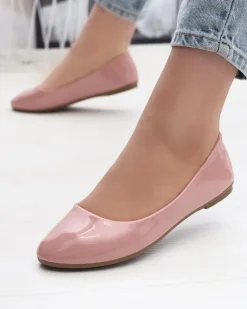 Sale Różowe damskie lakierowane baleriny Fama Buty Na Wielkie Wyjście|Baleriny Klasyczne