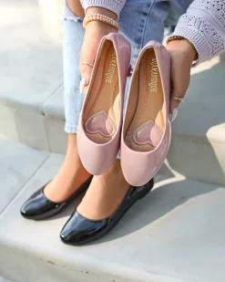 Sale Różowe damskie lakierowane baleriny Fama Buty Na Wielkie Wyjście|Baleriny Klasyczne