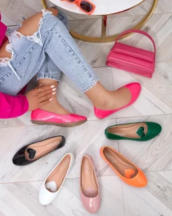 Sale Różowe damskie lakierowane baleriny Fama Buty Na Wielkie Wyjście|Baleriny Klasyczne