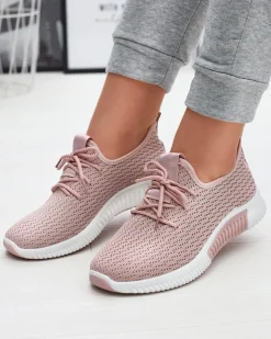 Outlet Różowe damskie materiałowe buty sportowe Vobbu Damskie Bieganie, Ćwiczenia I Trening