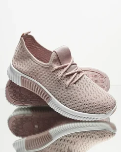 Outlet Różowe damskie materiałowe buty sportowe Vobbu Damskie Bieganie, Ćwiczenia I Trening