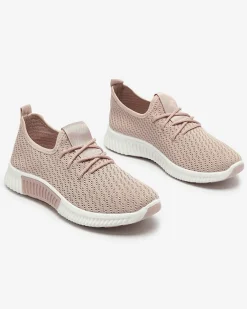 Outlet Różowe damskie materiałowe buty sportowe Vobbu Damskie Bieganie, Ćwiczenia I Trening