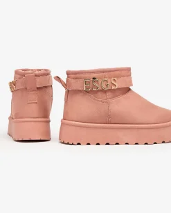 Best Różowe damskie buty a'la śniegowce z ozdobą Esgala Śniegowce