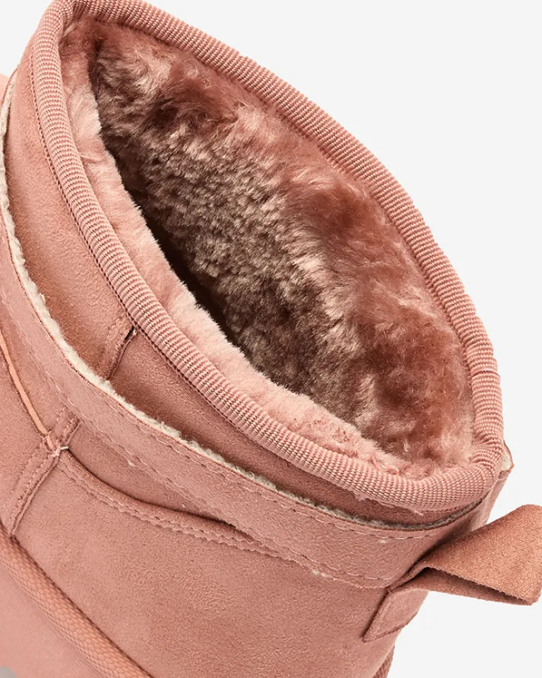 Best Różowe damskie buty a'la śniegowce z ozdobą Esgala Śniegowce