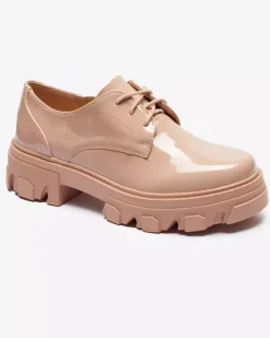 Różowe lakierowane półbuty damskie Delgor Półbuty