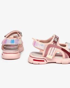 Hot Różowe sandałki dziewczęce z holograficznymi wstawkami Heilol Dziewczęce
