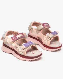 Best Różowe sandały dziecięce z kolorowymi wstawkami Meniko Dziewczęce