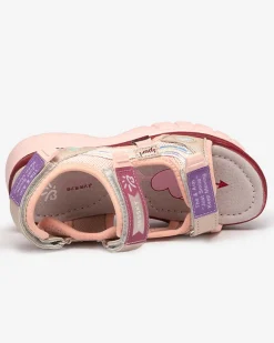Best Różowe sandały dziecięce z kolorowymi wstawkami Meniko Dziewczęce