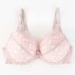 Clearance Różowo-szary biustonosz z koronką Codzienne