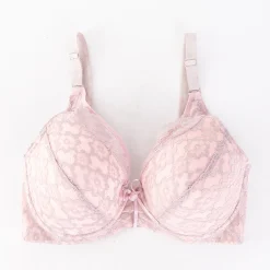 Hot Różowo-szary damski biustonosz koronkowy Codzienne