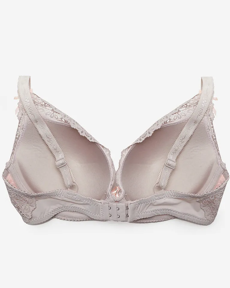 Różowo-szary koronkowy biustonosz damski Codzienne