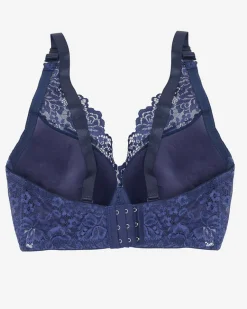 Sale Różowy biustonosz z granatową koronką Codzienne