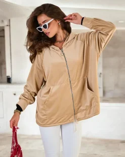 New Rozpinana bluza z kapturem damska Bluzy