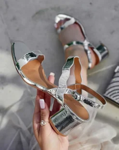 Outlet Sandałki damskie na słupku Leevo Buty Na Wielkie Wyjście|Sandały Na Słupku