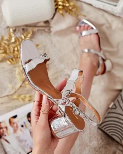 Outlet Sandałki damskie na słupku Leevo Buty Na Wielkie Wyjście|Sandały Na Słupku