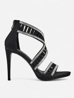 Discount Sandałki damskie na szpilce z ozdobną cholewką Sycos Sandały Na Szpilce