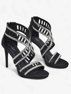 Discount Sandałki damskie na szpilce z ozdobną cholewką Sycos Sandały Na Szpilce