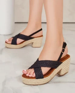 New Sandały damskie na słupku Eforitta Sandały Na Słupku