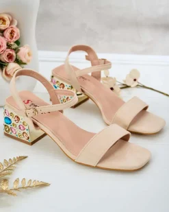 Sandały damskie na słupku z kryształkami Ohvare Buty Na Wielkie Wyjście|Sandały Na Słupku