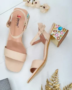 Sandały damskie na słupku z kryształkami Ohvare Buty Na Wielkie Wyjście|Sandały Na Słupku