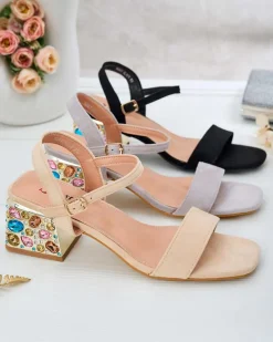 Sandały damskie na słupku z kryształkami Ohvare Buty Na Wielkie Wyjście|Sandały Na Słupku