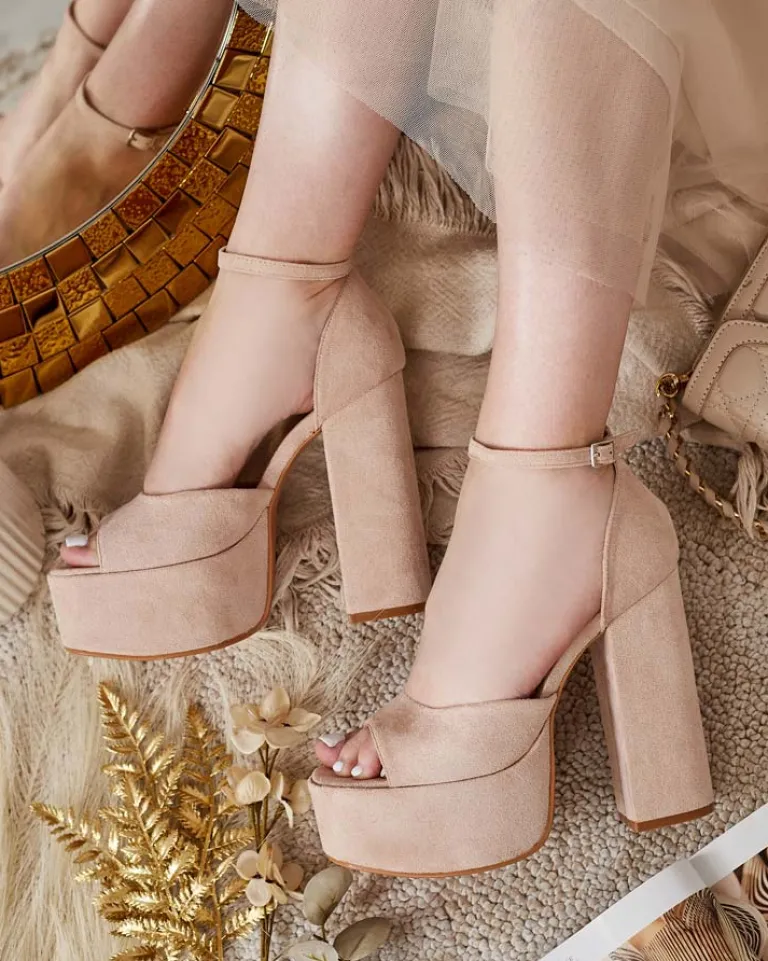 New Sandały damskie na słupku Piovias Buty Na Wielkie Wyjście|Sandały Na Słupku