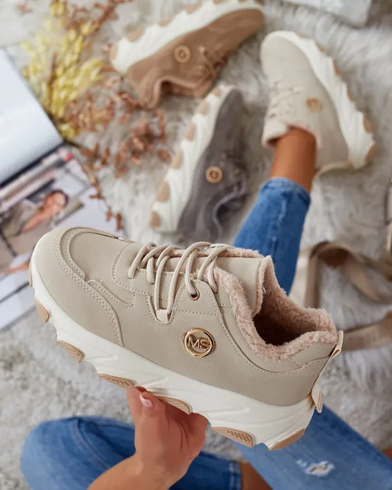 New Sneakersy damskie z ociepleniem Caromi Damskie Ocieplane|Sneakersy