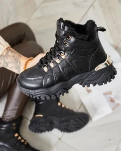 New Sneakersy damskie z futerkiem w kolorze m Megigna Damskie Śniegowce|Botki Na Płaskim Obcasie