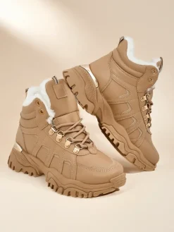 Best Sneakersy damskie z futerkiem Megigna Damskie Śniegowce|Botki Z Grubym Ociepleniem