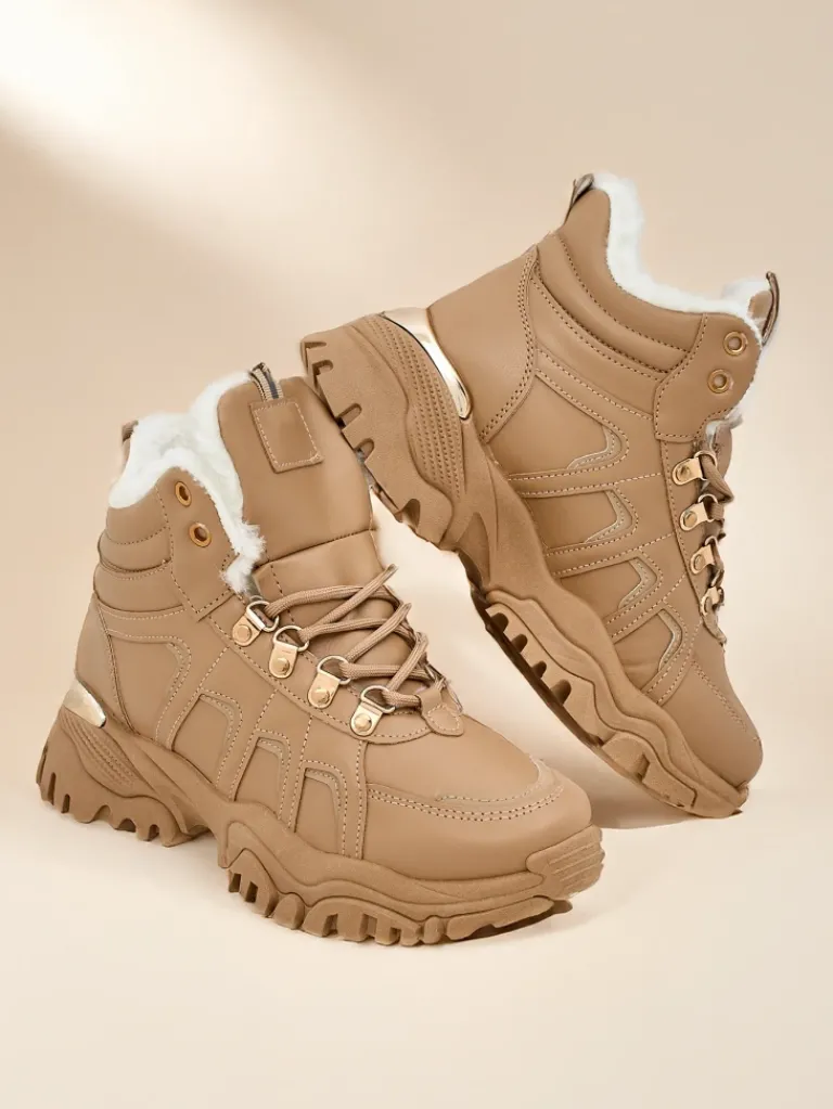 Best Sneakersy damskie z futerkiem Megigna Damskie Śniegowce|Botki Z Grubym Ociepleniem