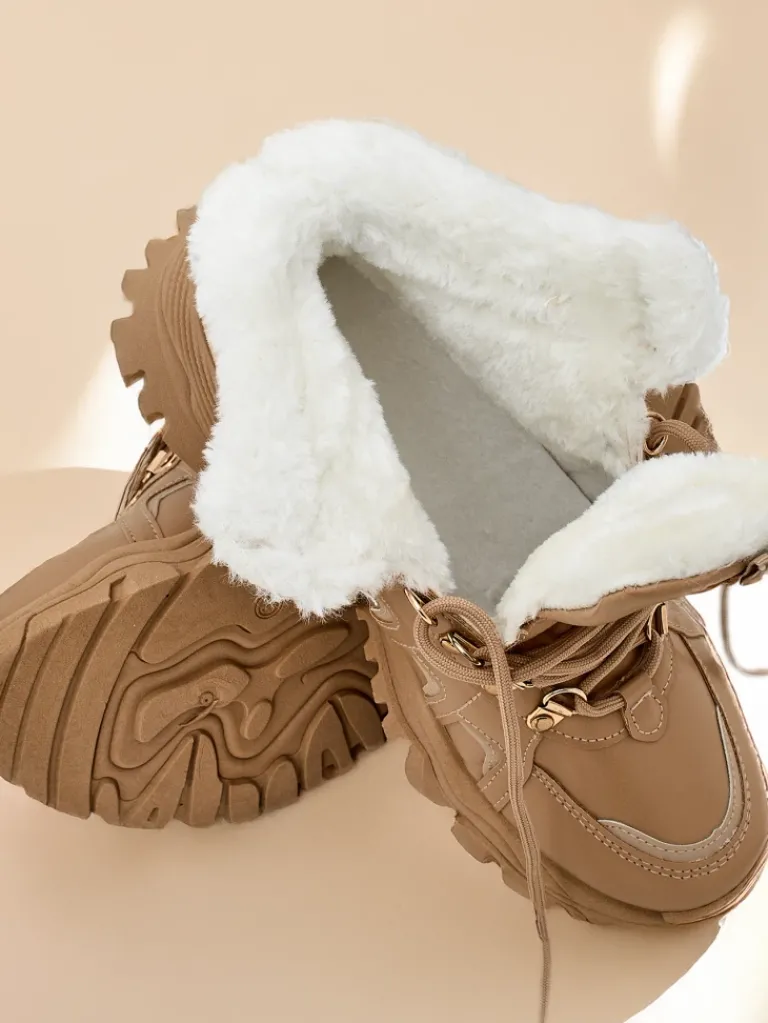 Best Sneakersy damskie z futerkiem Megigna Damskie Śniegowce|Botki Z Grubym Ociepleniem