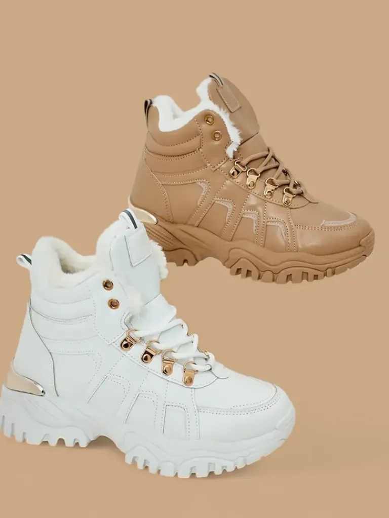 Best Sneakersy damskie z futerkiem Megigna Damskie Śniegowce|Botki Z Grubym Ociepleniem