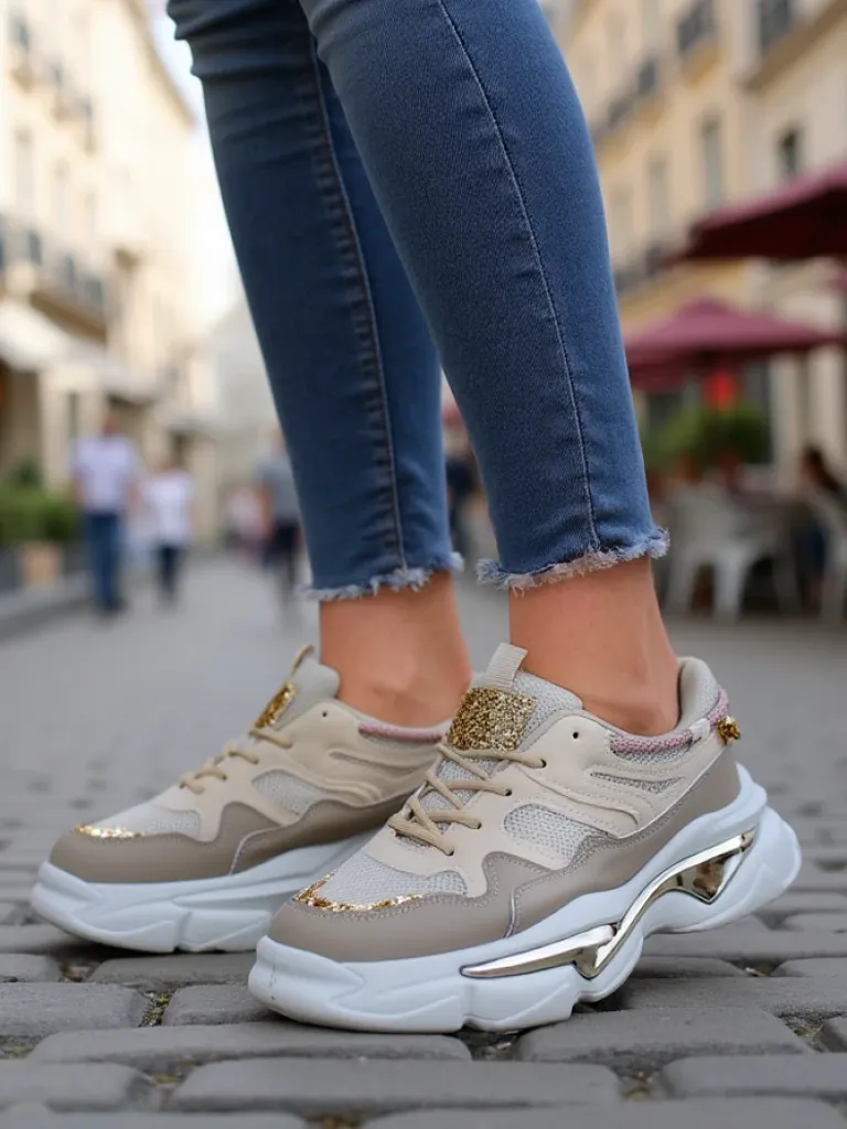 Sneakersy damskie na grubszej podeszwie Lesalli Damskie Sneakersy